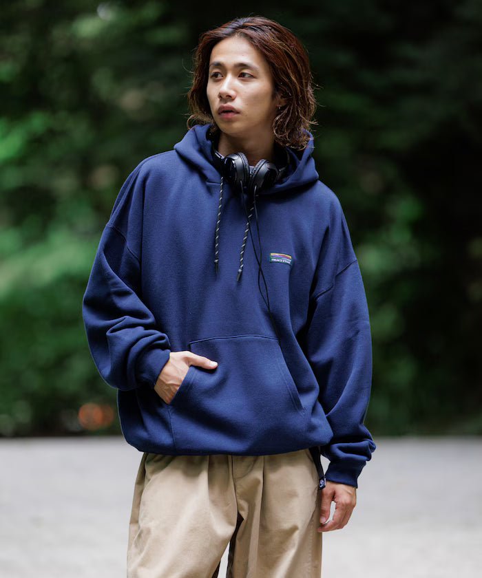 Big silhouette one-point logo pullover hoodie/hem cord/back brushed 【limited edition】