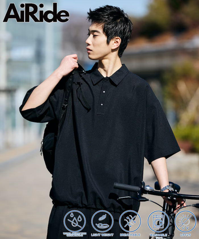 AiRide/Air Ride Relax Fit Polo Shirt/Pocketable/Quick-Drying/UV Cut [Limited Edition] - Black