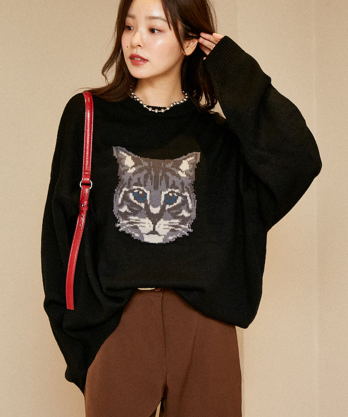 Various Cat Design Knit Limited Edition - Black