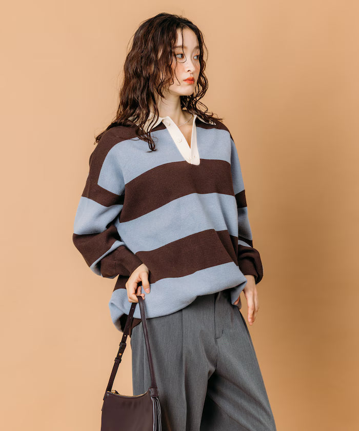 Big Silhouette Border Knit Rugby Shirt [Limited Edition]