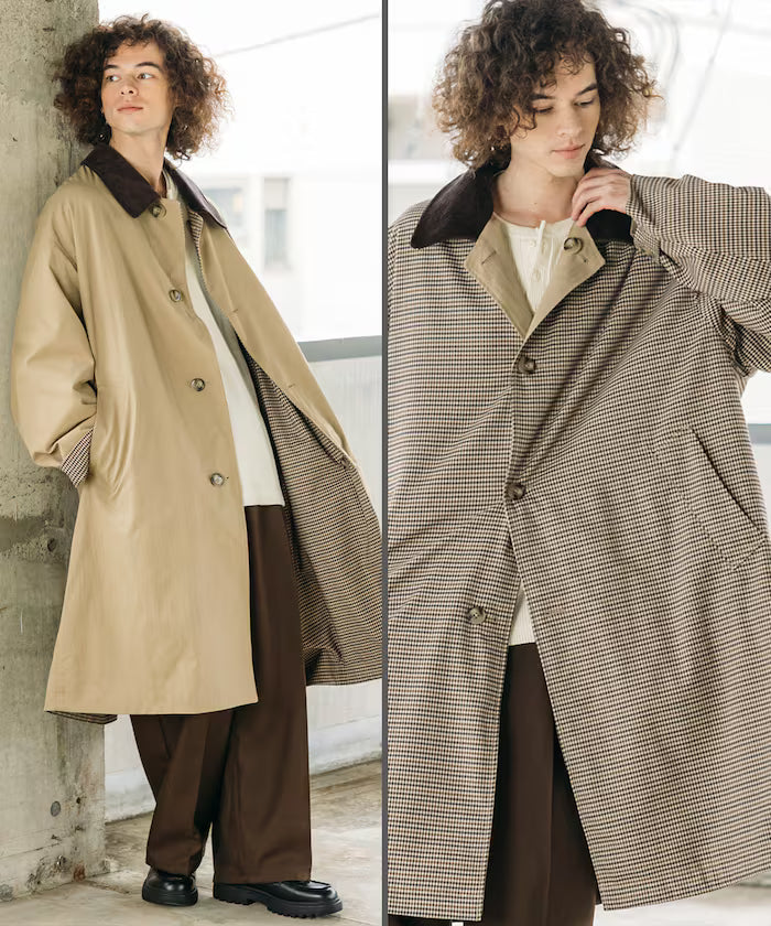 Big Silhouette Corduroy Color Reversible Sten Color Coat [Limited Release] - Beige