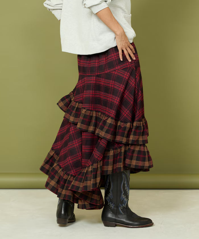 Nell Check Asymmetrical Frill Skirt