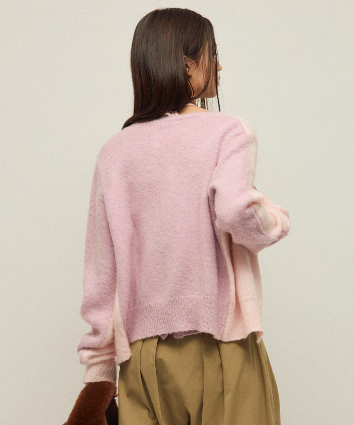 Alpaca Blend Bicolor Knit Cardigan