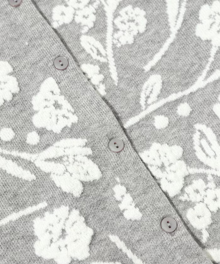 Flower Jacquard Knit Cardigan
