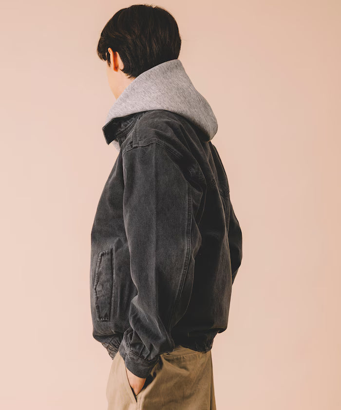 Relaxed Fit Harrington Denim Jacket