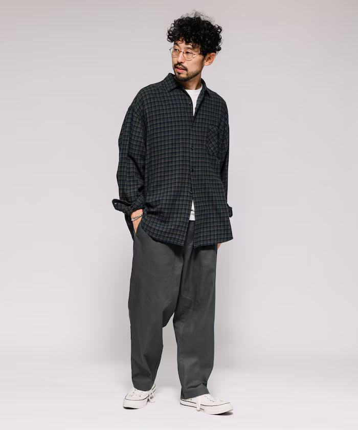 Wide Silhouette Drawstring Chino Pants / Tapered Silhouette Easy Chino Pants
