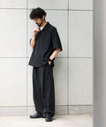 Relaxed Fit Linen Touch Setup/Open Collar Shirt/Wide Slacks [Limited Edition] - Black