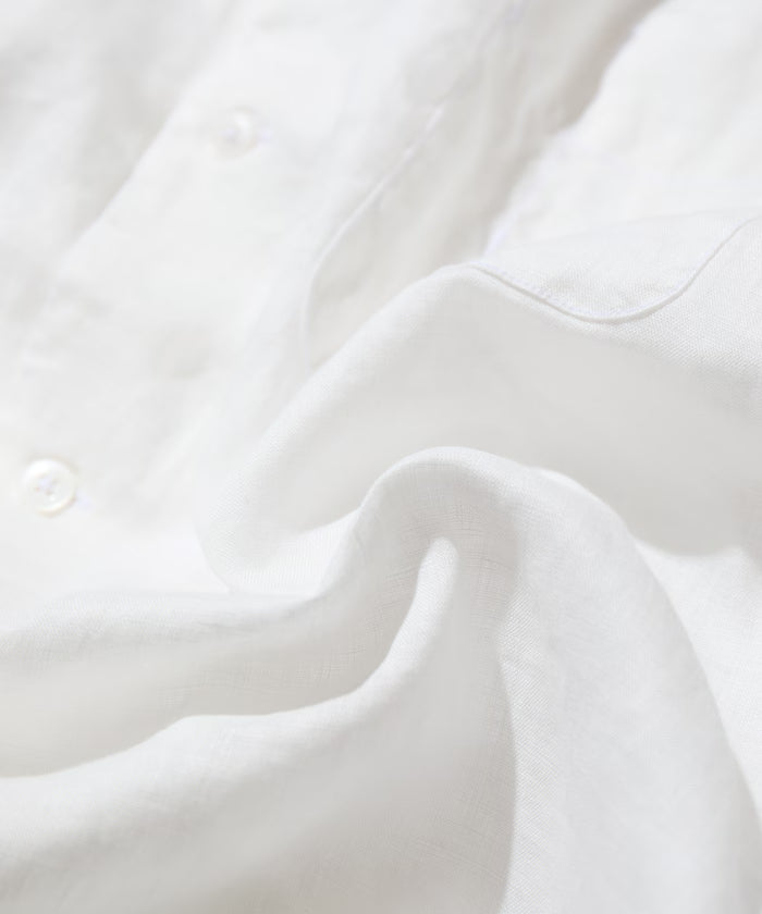Linen Open Collar Short Sleeve Shirt