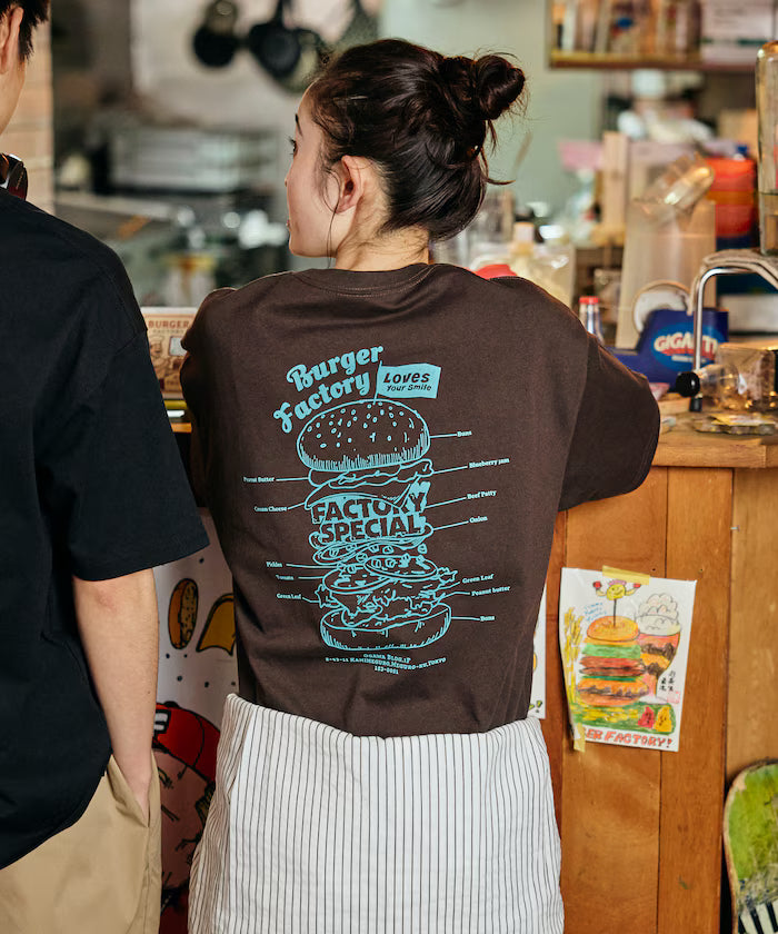 Burger Factory × FREAK'S STORE/ Burger Factory Limited Big Silhouette Back Print Crew Neck T-shirt 【Limited Edition】 - Brown