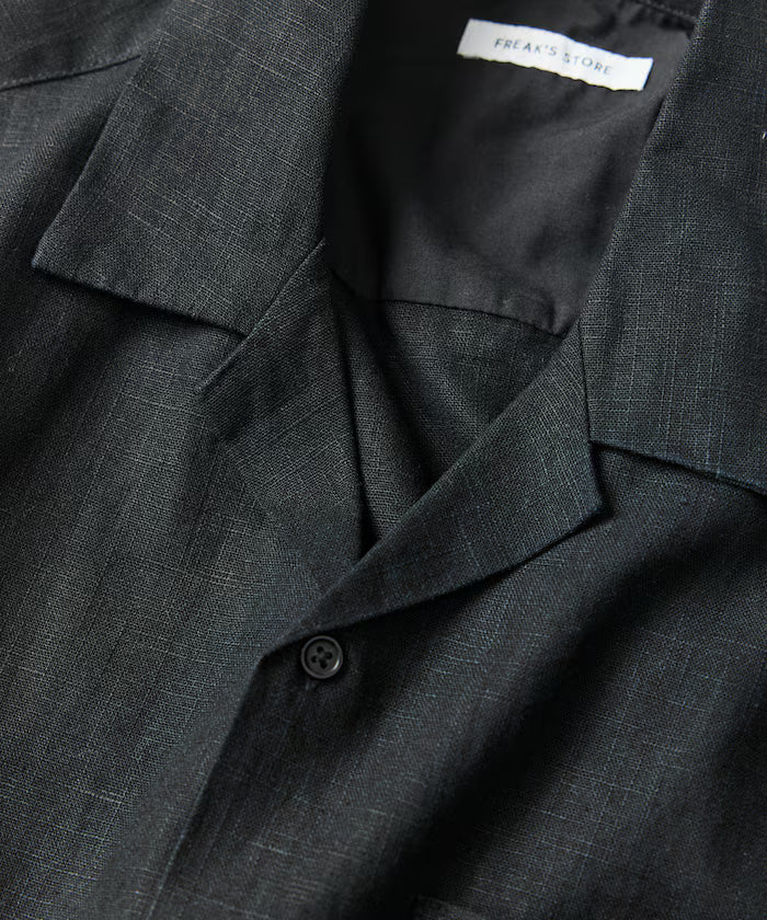 LINEN COTTON OPEN COLLAR SHIRT【Compatible with setups】