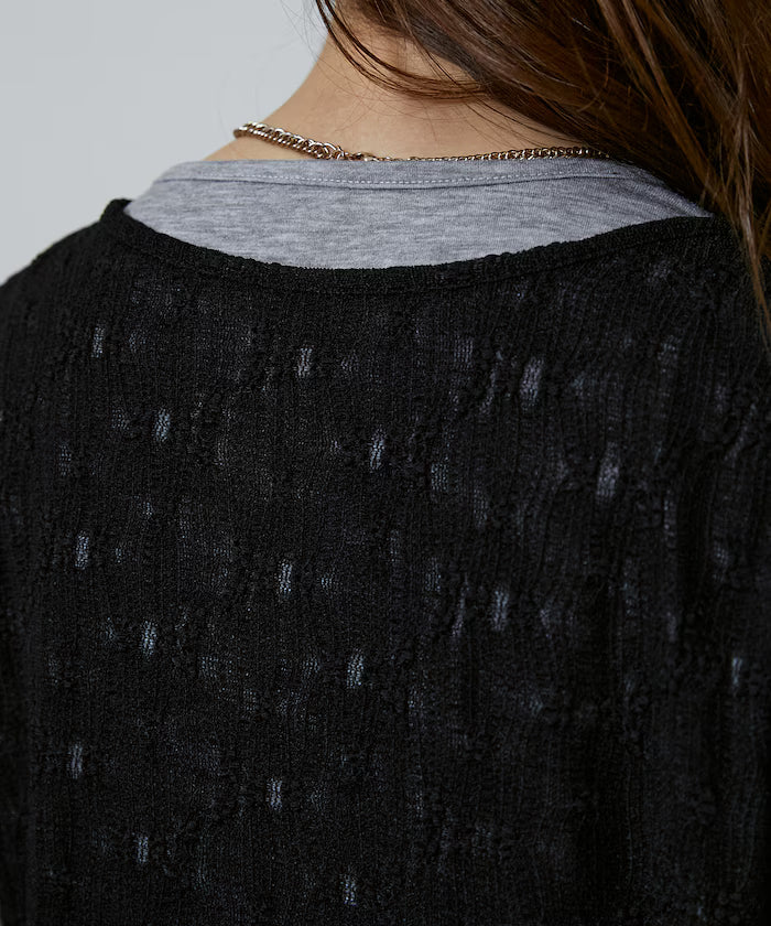 <Set Item> Cut x Jacquard Henry Neck T-Shirt Limited Edition