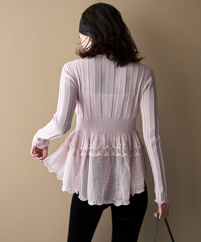 Japan-made Whole Garment Peplum Cardigan