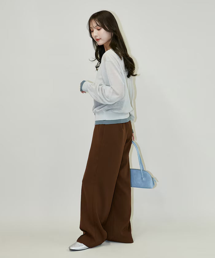 Washable Linen Color Block Sheer Knit Cardigan Limited Edition