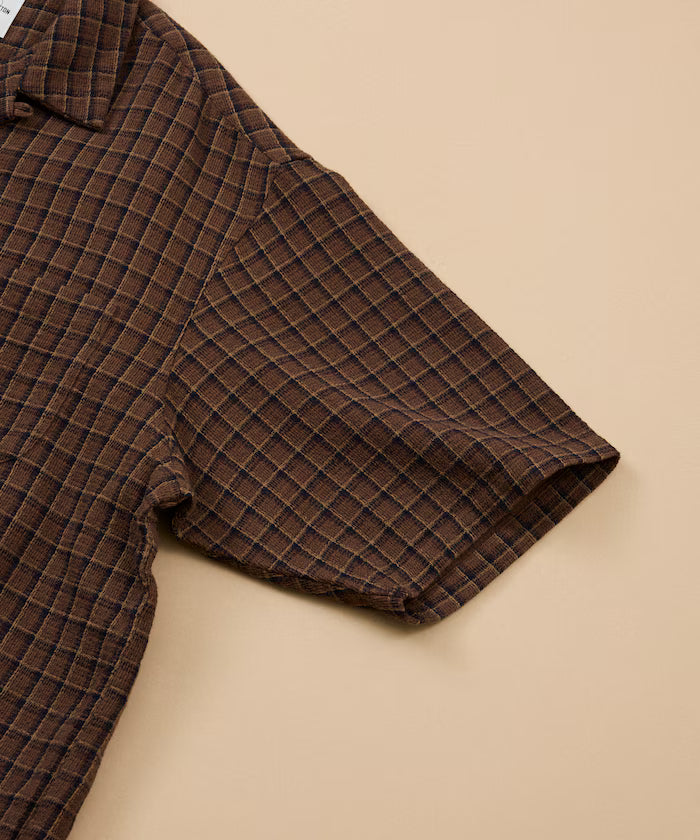 AUSTRALIAN COTTON Open Collar Check Shirt Short Sleeve