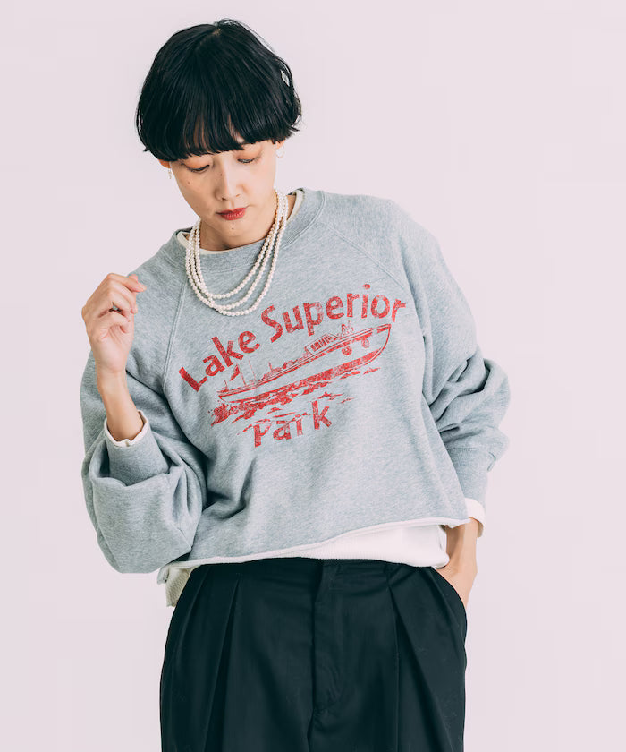 Grunge Cutoff Short Sweatshirt - Gray