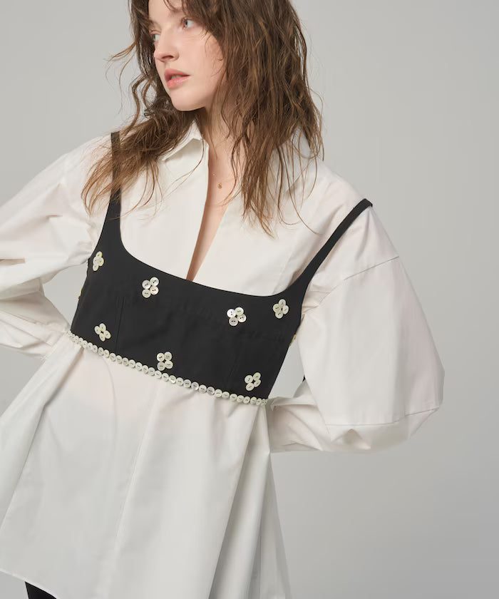 Flare Silhouette Skipper Balloon Sleeve Shirt