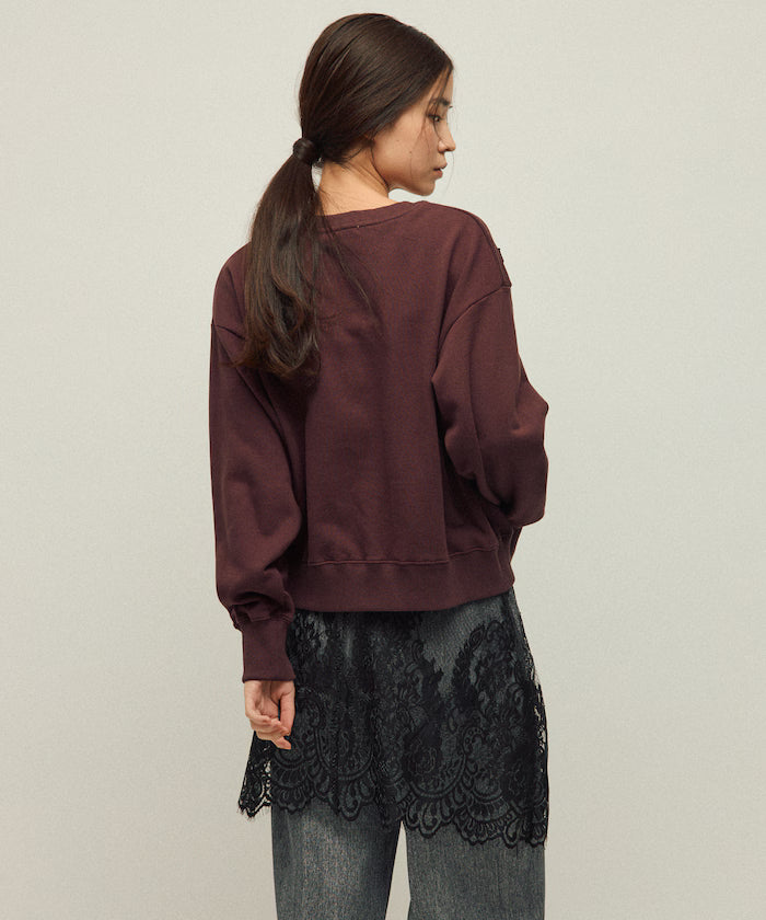 Organic Cotton Gather Ribbon Sweat / Relaxed Fit / French Terry Sweat