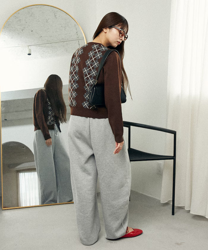 Argyle Pattern Jacquard Knit Cardigan Limited Edition