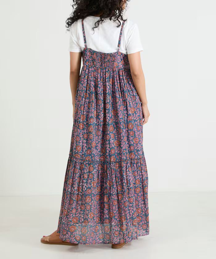 India Woodblock Flower Print Cami Dress