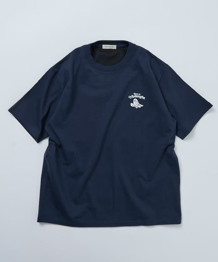 Relaxed Fit Back Embroidery Design Crew Neck T-Shirt / Midnight [Limited Edition]