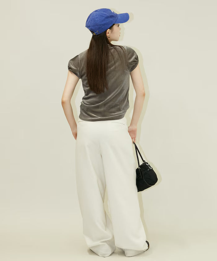 Puff Sleeve Sheer Flocked T-Shirt Limited Edition