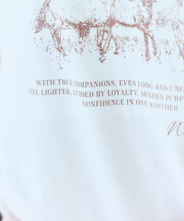 Comfortable Logo Horse Print Crew Neck T-Shirt