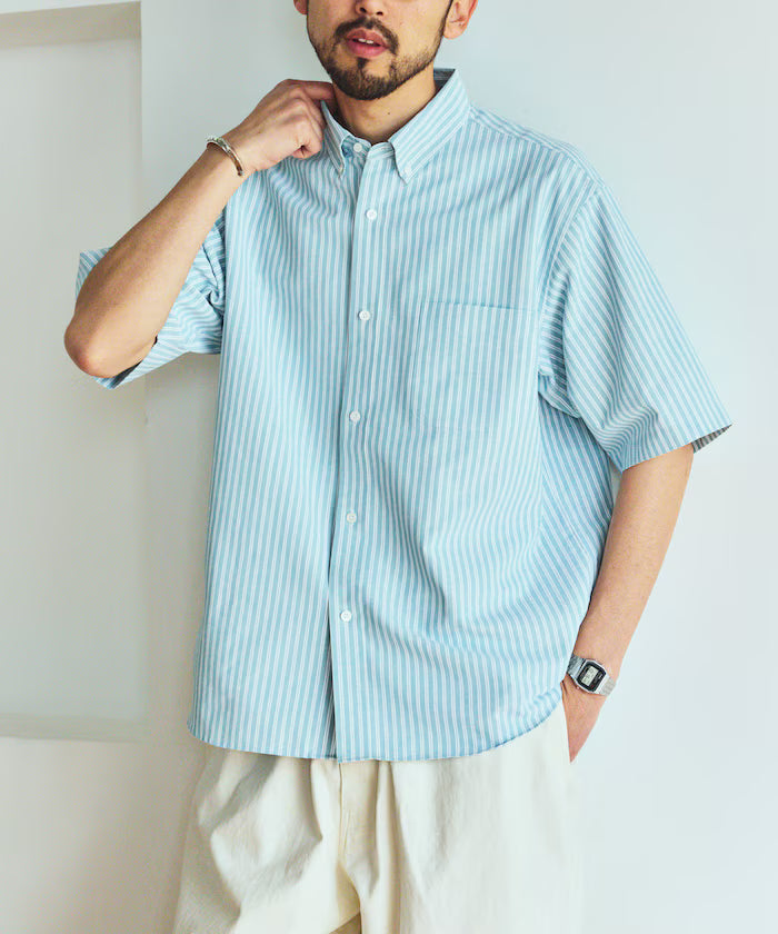 AIRDRY HIGH TECHYARN high-performance material oxford button-down shirt short sleeve moisture-wicking quick-dry