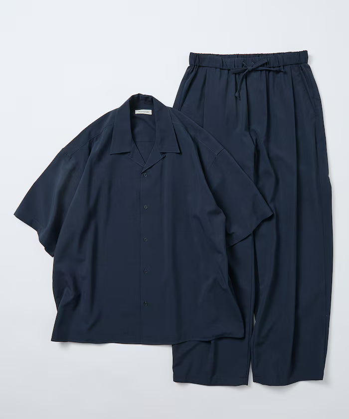 Relaxed Fit Linen Touch Setup/Open Collar Shirt/Wide Slacks [Limited Edition]