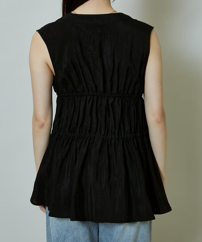 Sheer Broad Sleeveless Gathered Shift Blouse Limited Edition