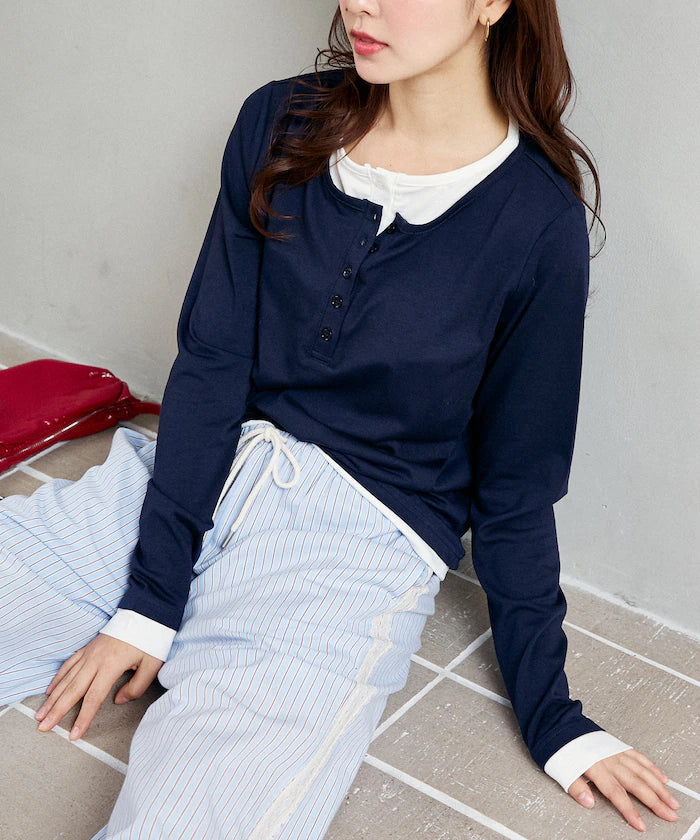 Henry Neck Layered Long Sleeve T Limited Edition