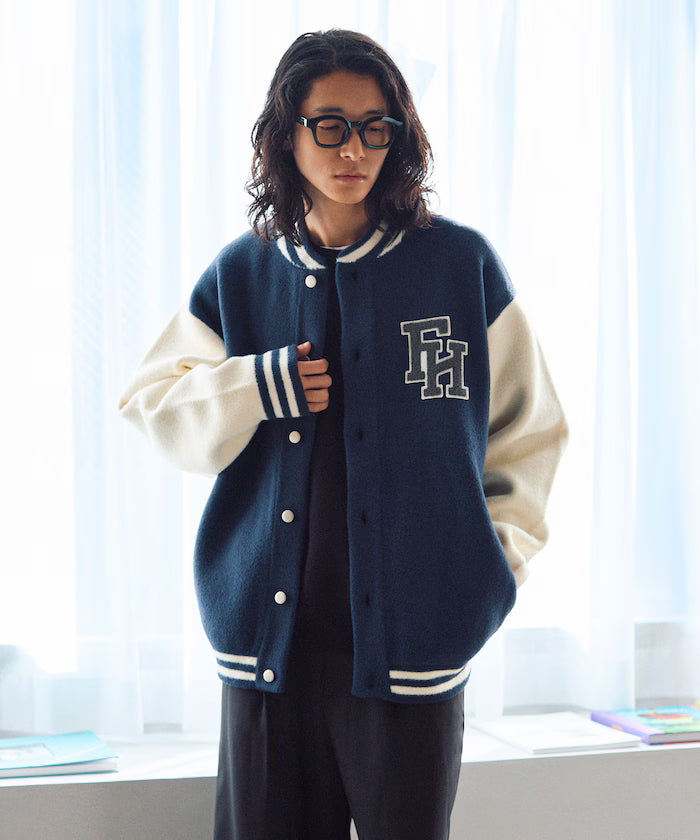 Relaxed Fit Logo Knit Varsity Jacket