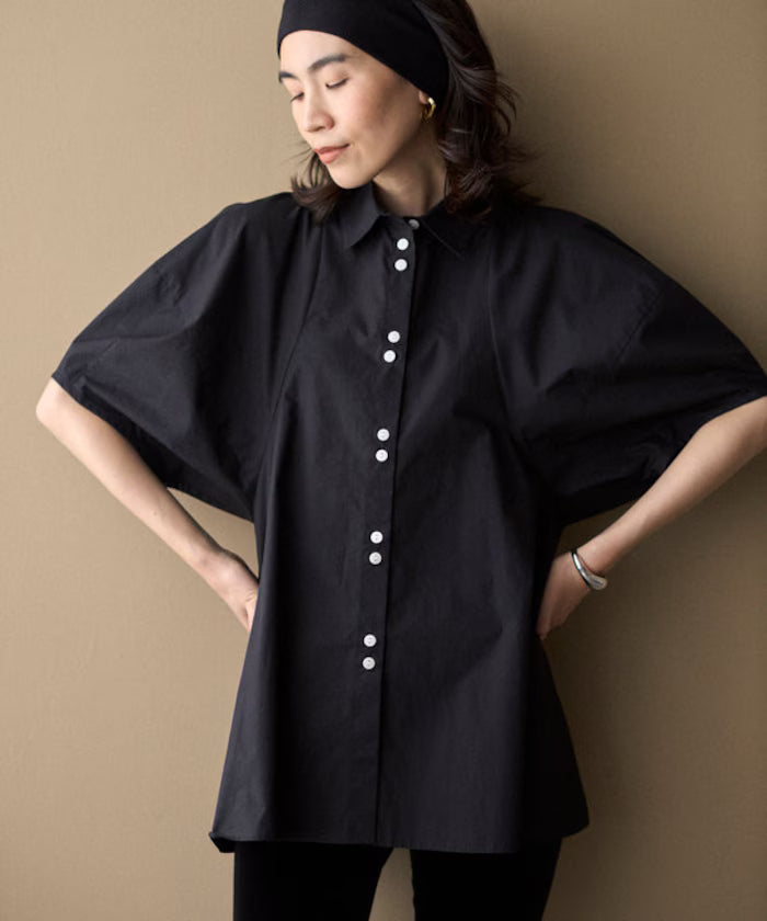 Switching Design Balloon Sleeve Shirt / 5-Minute Sleeve Blouse [Limited Edition]