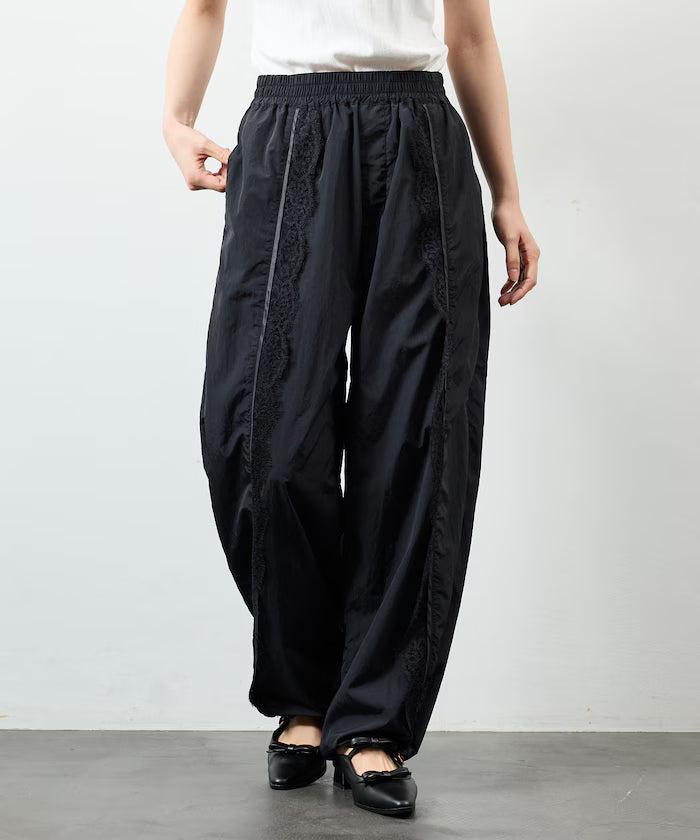 Nylon Lace Easy Wide Pants