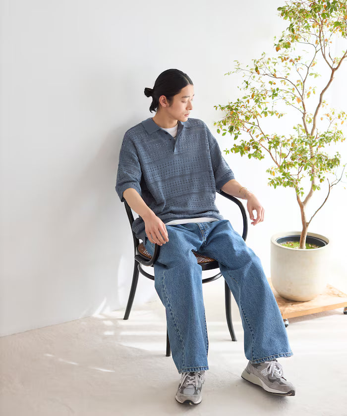 Big Silhouette Short Sleeve Knit Polo Shirt