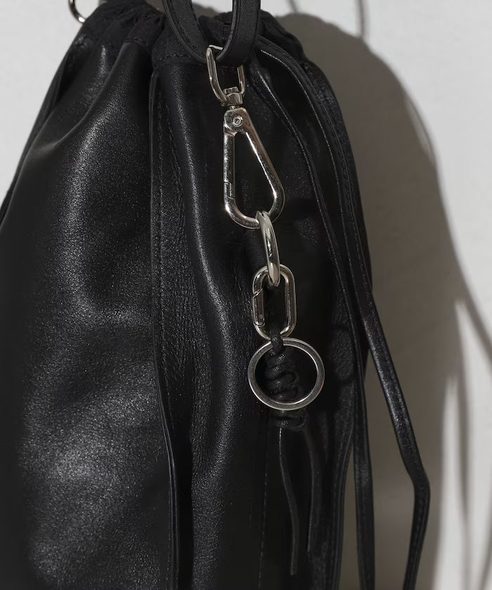 2WAY Leather Shoulder Bag 3 / Leather Vertical Drawstring 2WAY Shoulder Bag / Cowhide / Water-repellent Leather