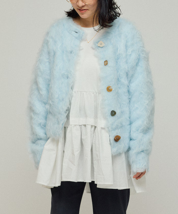 Variation Button Shaggy Knit Cardigan