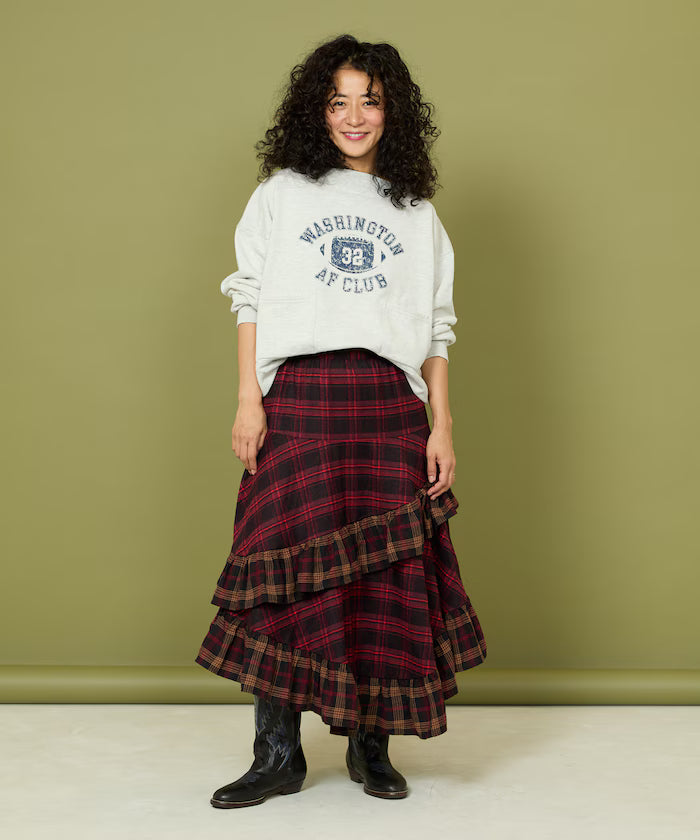 Nell Check Asymmetrical Frill Skirt