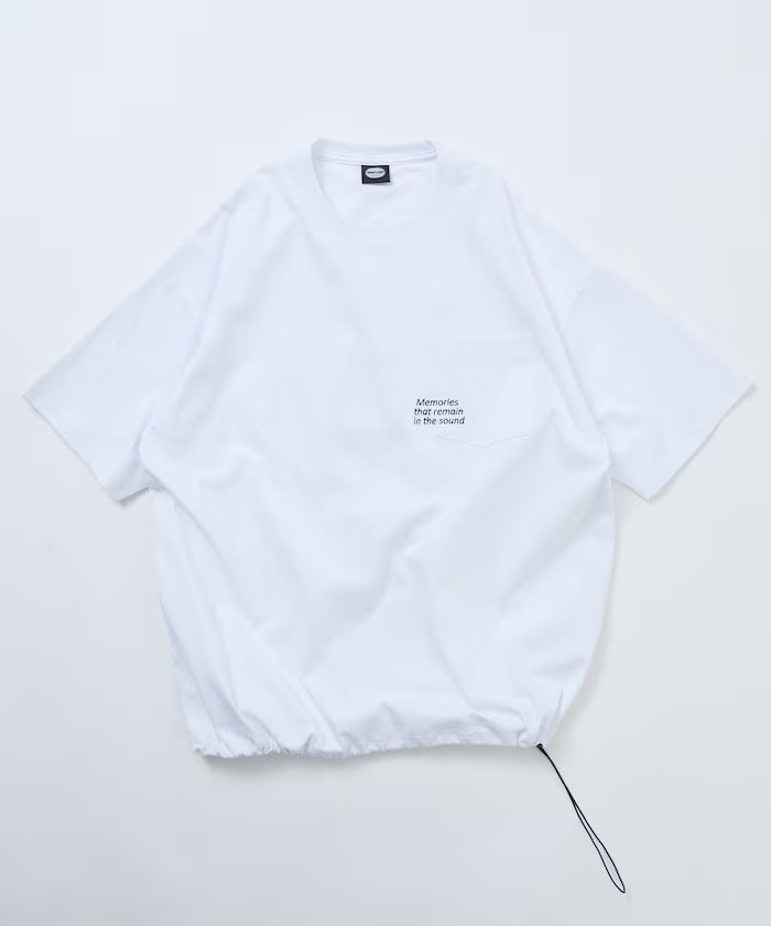 Big silhouette one-point embroidery back print hem code pocket T-shirt [Limited Edition]