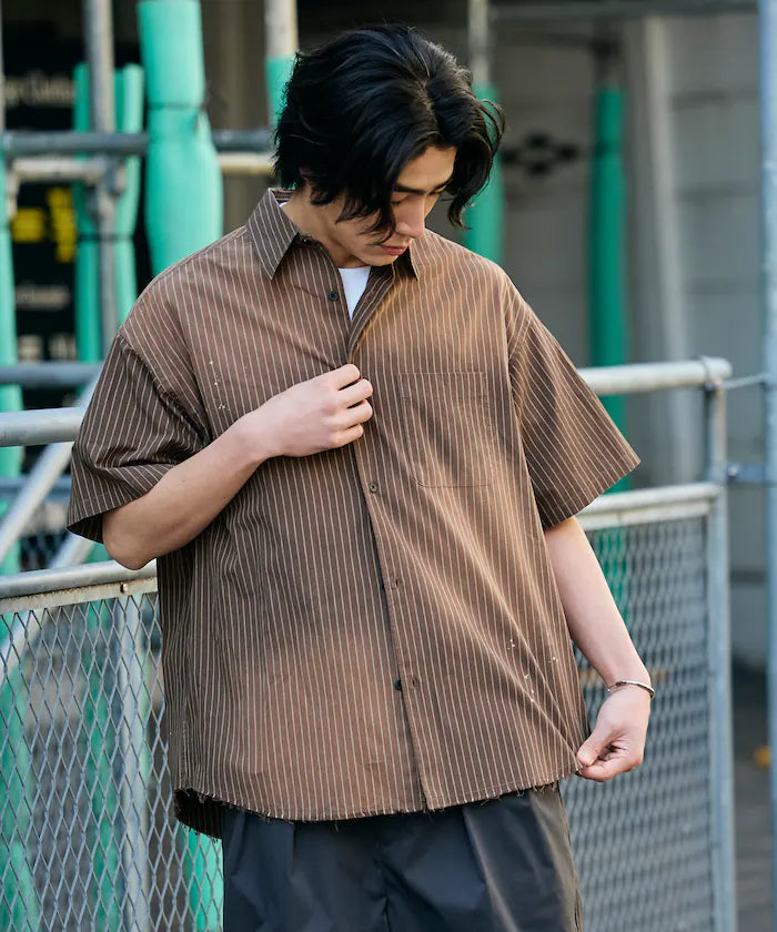 Big Silhouette Damage Processing Regular Color S/S Shirt/Check/Stripe/Fade Processing [Limited Edition]