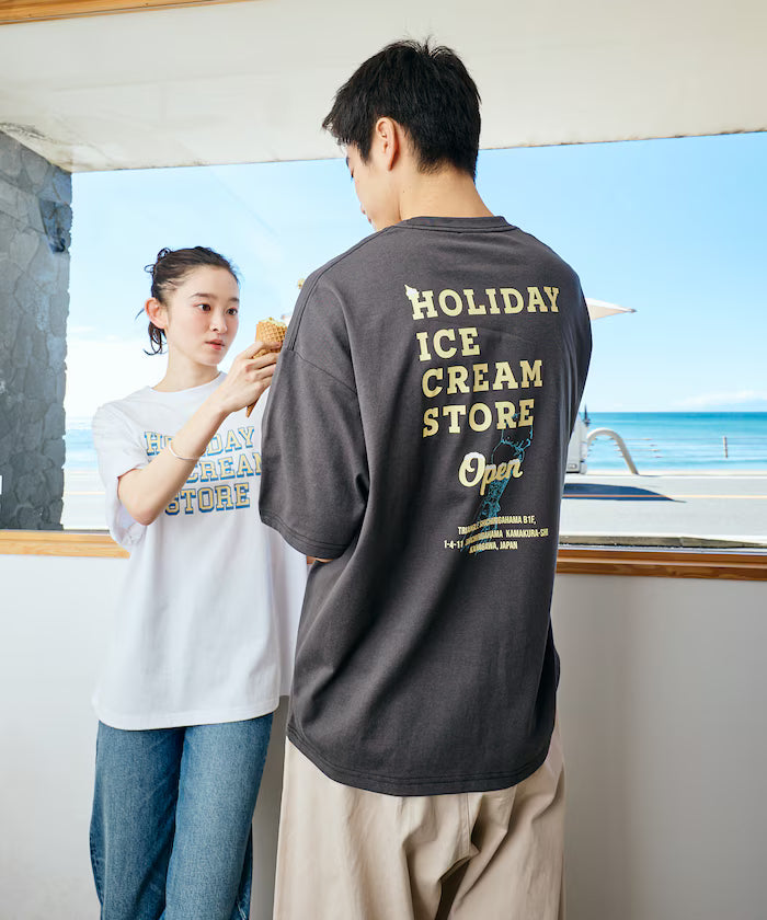 HOLIDAY ICECREAM×FREAK'S STORE Collaboration Big Silhouette Back Print Crew Neck T-Shirt [Limited Edition]