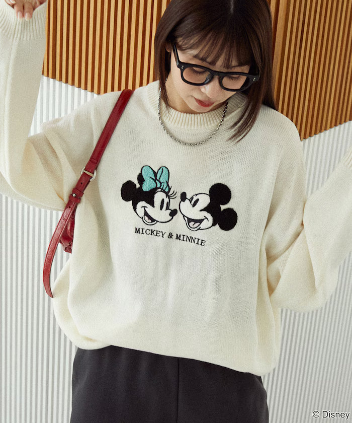 Mickey Mouse & Minnie Mouse/Mickey Mouse & Minnie Mouse/Sagara Embroidery Oversized Knit Limited Edition