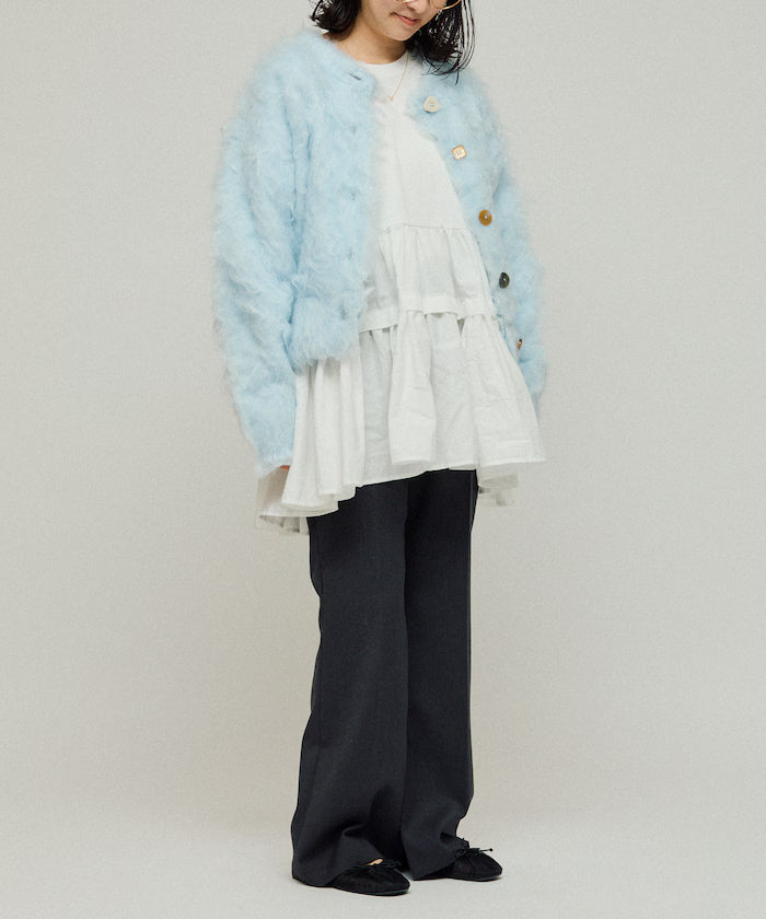 Variation Button Shaggy Knit Cardigan