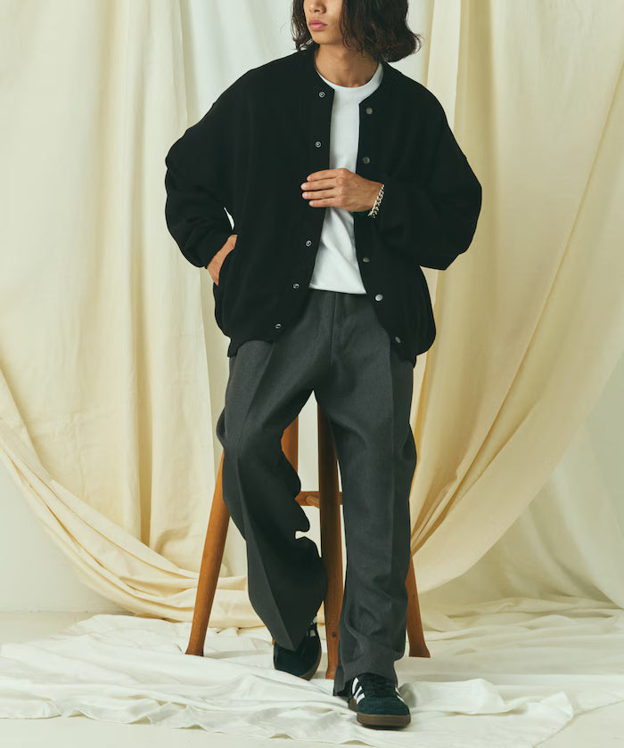 Relax Fit Relax Fit Sweat-like Knit Crew Neck Snap Cardigan [Limited Edition]