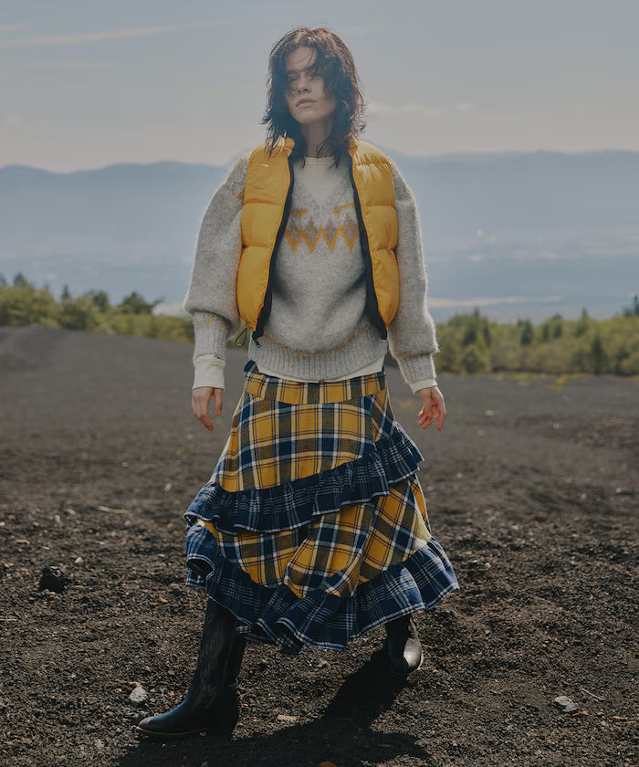 Nell Check Asymmetrical Frill Skirt