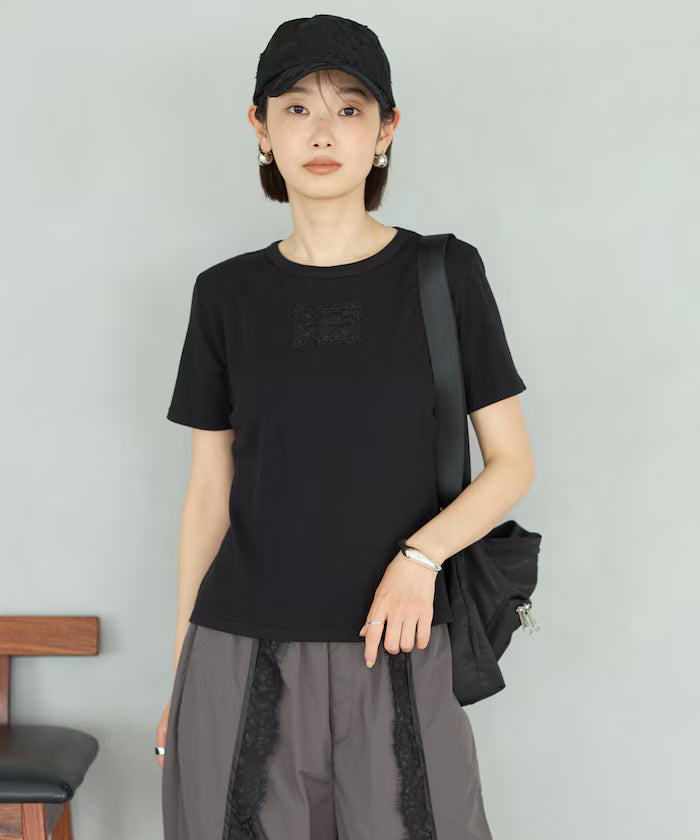 Lace Applique Cotton Modal T-Shirt