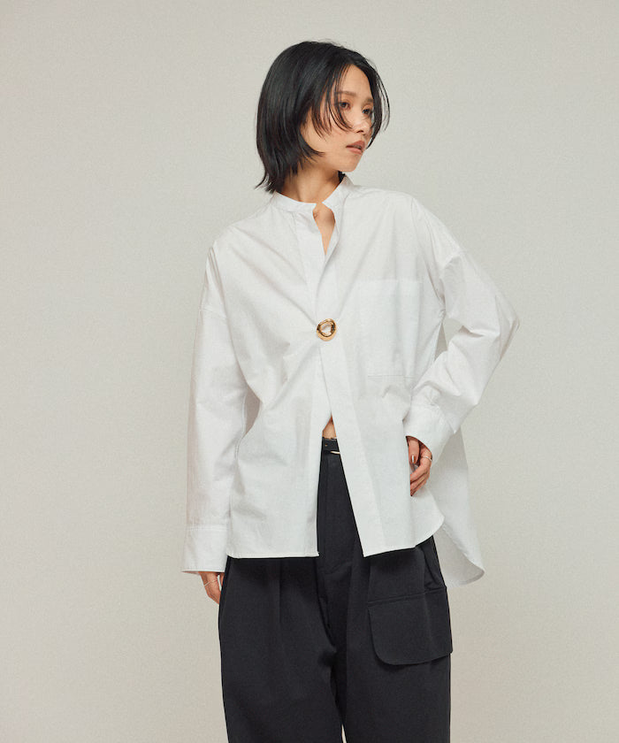 Oversized Long Sleeve Brooch Shirt