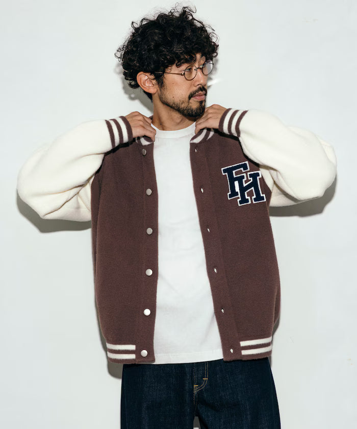 Relaxed Fit Logo Knit Varsity Jacket