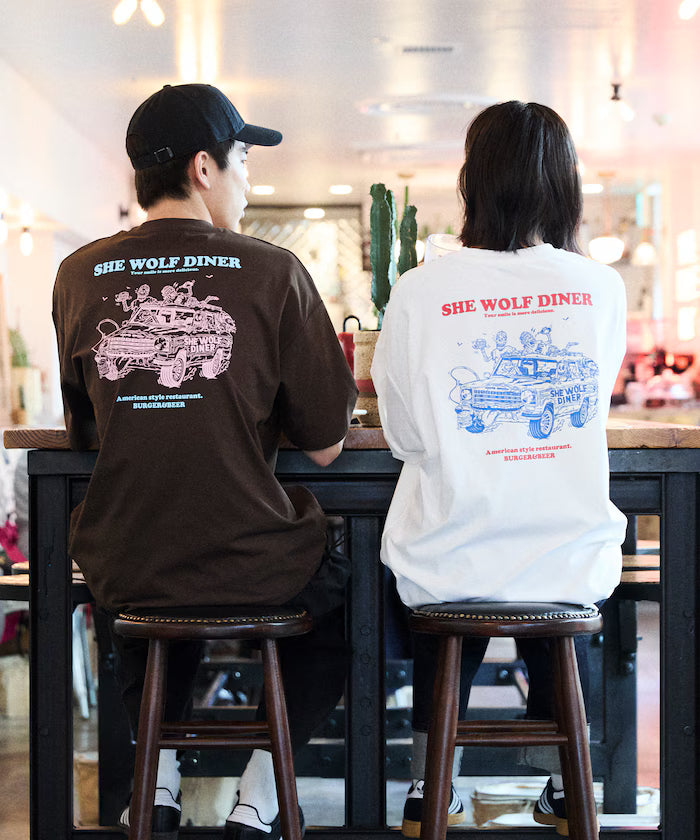 Limited Release SHE WOLF DINER × FREAK'S STORE Shewolf Diner Exclusive Big Silhouette Back Print T-Shirt Antibacterial Odor Resistance Quick Dry