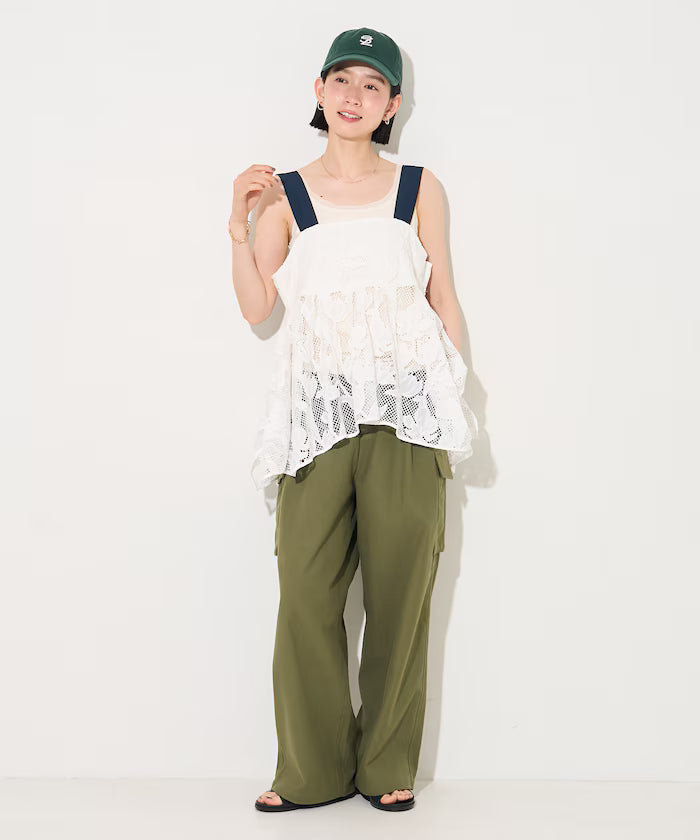 Flower Motif Batten Lace Iris Hem Camisole Top 【Limited Edition】
