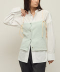Alpaca Blend Bicolor Knit Vest - Off-white
